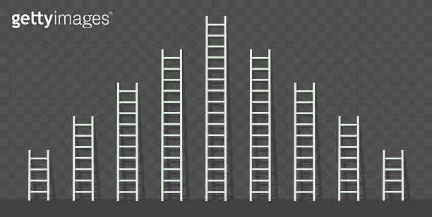 Big and small white step ladder with a shadow. Vector illustration set ...