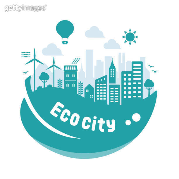 Green eco city vector illustration ( ecology concept , nature ...