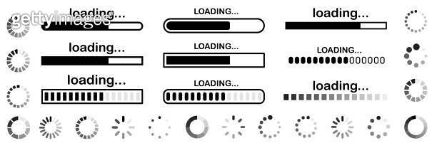 Set of vector loading icons. loading bar progress icon. Download ...