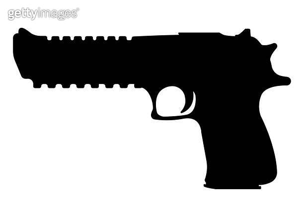 Desert eagle pistol icon, self defense weapon, concept simple black ...