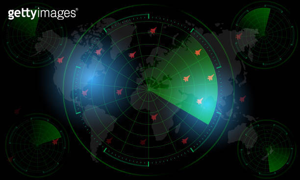 Radar Monitor. Air Traffic Control Radar screen and plane that is ...