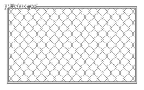 metal fence wire mesh isolated on white background, net fence silver ...