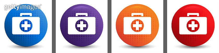First aid kit icon abstract halftone round button set (1291202859) 일러스트 ...