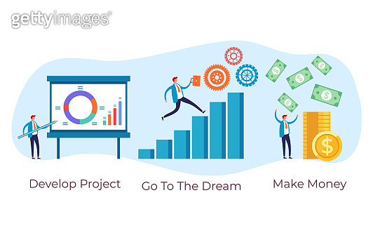 Business developer financial success steps concept. Vector flat graphic ...