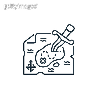 treasure map icon vector from pirate concept. Thin line illustration of ...