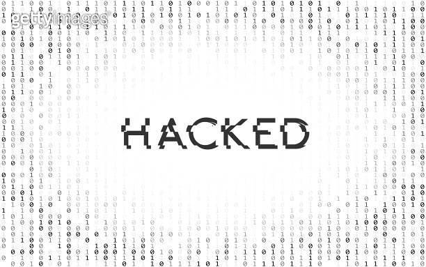 Hacked glitch with matrix effect. Binary code on white backdrop. Hacker ...