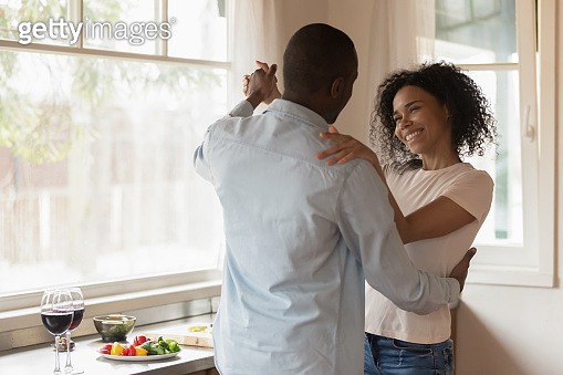 Loving african American couple dancing enjoy date at home (1201492821 ...