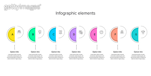 Business process chart infographics with 7 step circles. Circular ...