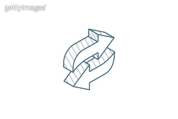 Refresh Arrows isometric icon. 3d line art technical drawing. Editable ...