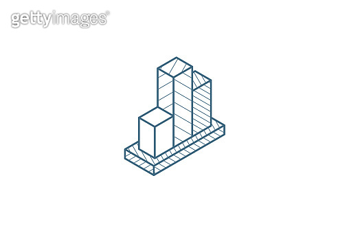 graph chart, statistic diagram isometric icon. 3d line art technical ...