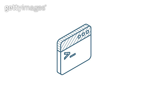 programming code, application isometric icon. 3d line art technical ...