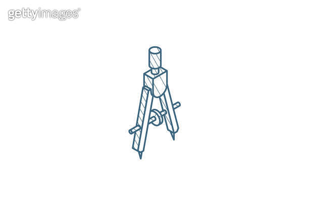 Precision, compass isometric icon. 3d line art technical drawing ...