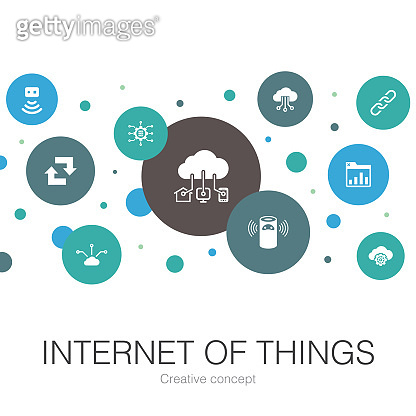 Internet of things trendy circle template with simple icons. Contains ...