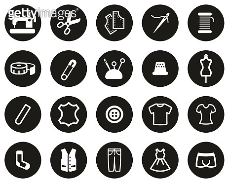 Tailor Shop Icons White On Black Flat Design Circle Set Big (1270910285 ...