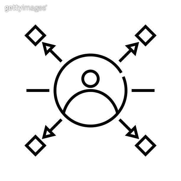 Different tasks line icon, concept sign, outline vector illustration ...
