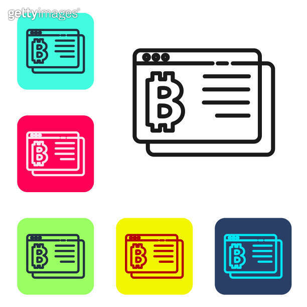 Black line Cryptocurrency coin Bitcoin icon isolated on white ...