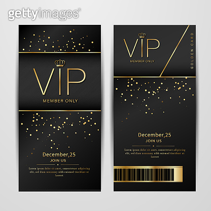 VIP party premium invitation cards posters flyers. Black and golden ...