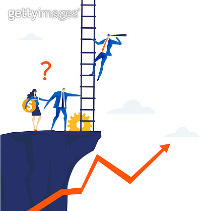 Business people climbing up the ladder of success. Business concept ...