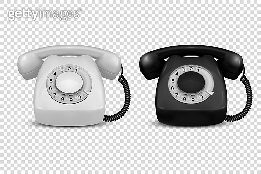 Vector 3d Realistic Vintage Retro Old White and Black Telephone Icon ...