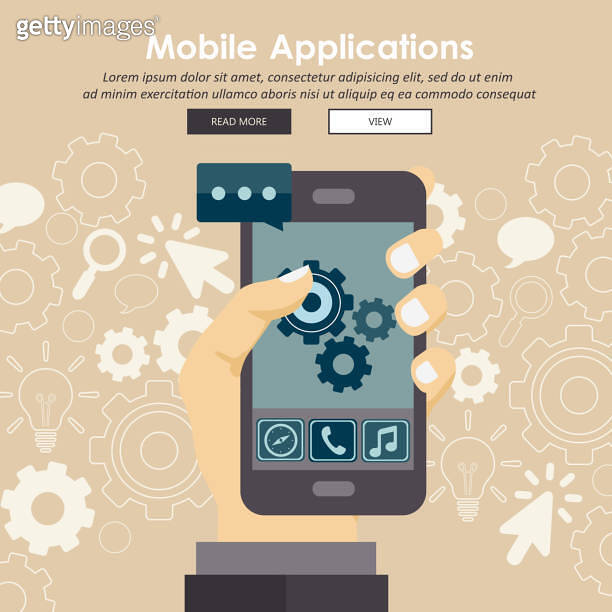Mobile application and mobile app development concept. Flat vector ...
