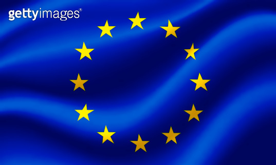 Flag of European Union waving in the wind. Render 3D. (1258796909) 일러스트 ...