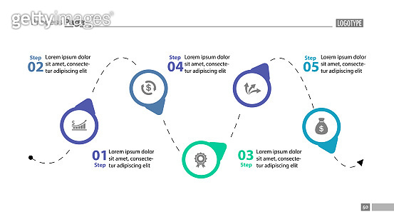 Five Step Process Chart Slide Template (1241543884) 일러스트, 무료 일러스트, 아이콘 ...