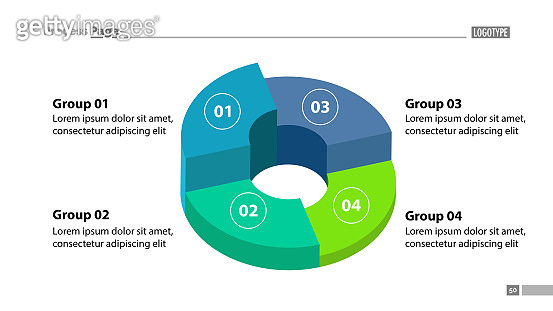 3d donut chart with four groups template (1213162236) 일러스트, 무료 일러스트 ...