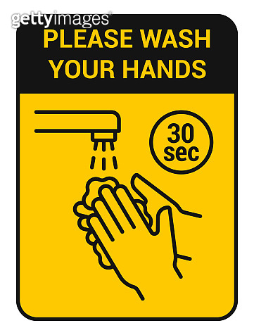 Wash your hands with soap icon. Social banner with a recommendation to ...