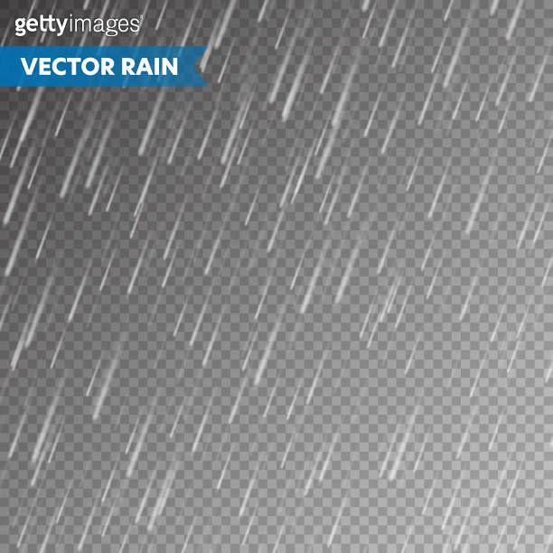 Realistic rain texture on transparent background. Rainfall, water drops ...