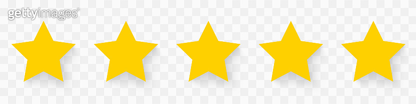 5 gold stars quality rating icon. Five yellow star product quality ...