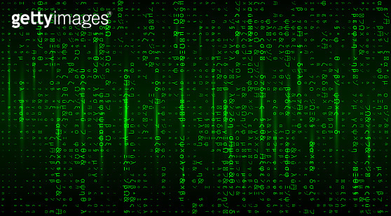 Vector Matrix background with the green symbols. Stream of futuristic ...