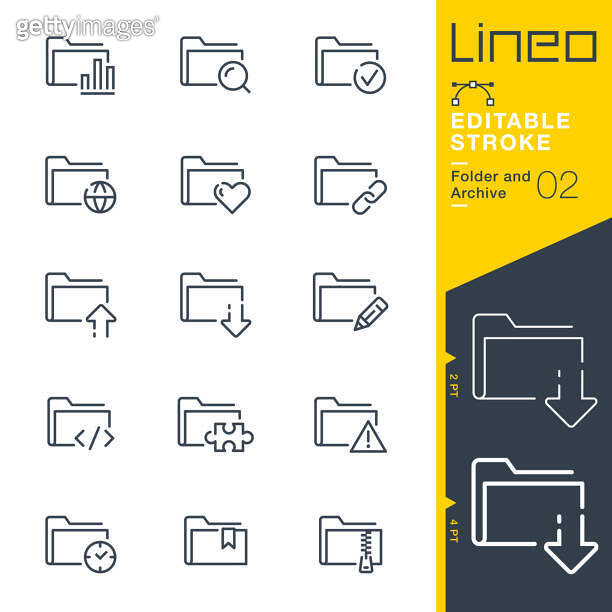 Lineo Editable Stroke - Folder and Archive line icons (1206645587) - 게티 ...