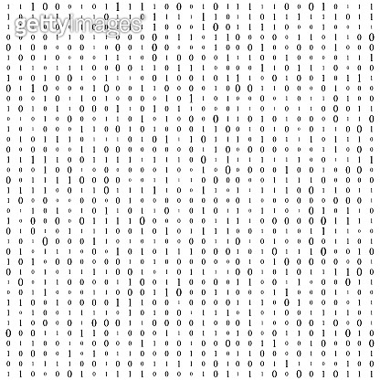 Background With Digits On Screen. binary code zero one matrix white ...