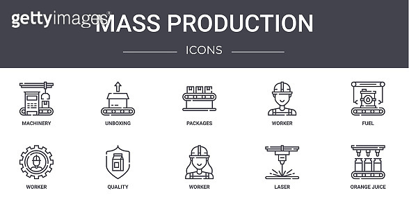 mass production concept line icons set. contains icons usable for web ...