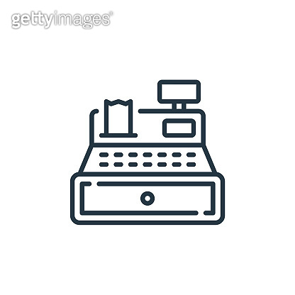 cashier vector icon isolated on white background. Outline, thin line ...