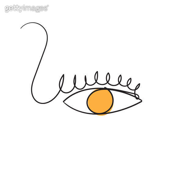 hand drawn doodle eye illustration icon with continuous line style ...