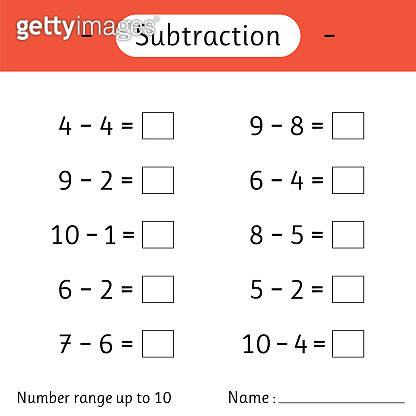Subtraction. Number range up to 10. Mathematics. Math worksheet for ...