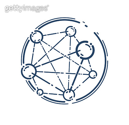 Molecule vector linear icon, science chemistry and physics line art ...