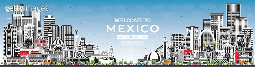 Welcome to Mexico City Skyline with Gray Buildings and Blue Sky ...