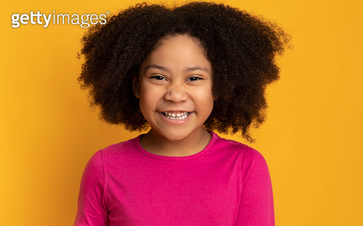 Portrait Of Funny Cute African American Little Girl Laughing At Camera ...