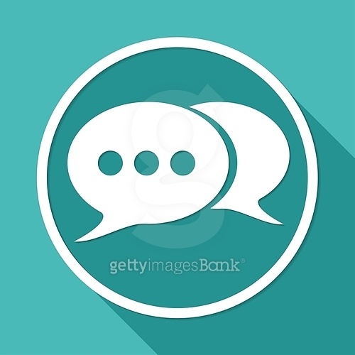 retro style bubble speech icon on white circle with a long shadow ...
