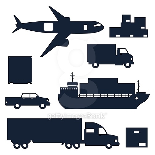 Freight cargo transport icons set in flat design style (a10779341) 일러스트 ...