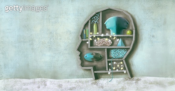 Concept art, idea of brain and psychology , surreal painting ...
