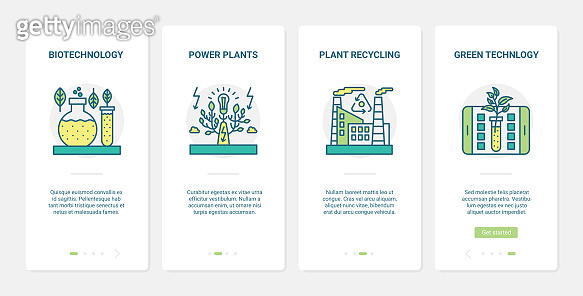 Eco green bio energy production technology UX, UI onboarding mobile app ...