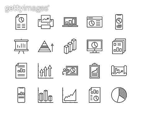 Simple Set of Graph Related Vector Line Icons. Contains such Icons as ...