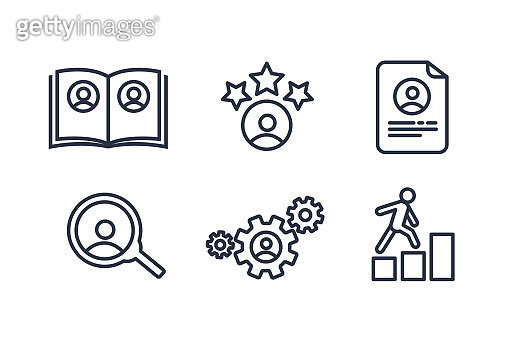 Vector Set of Linear Icons Related to Recruitment, Career Progress and ...