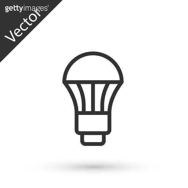 Grey line LED light bulb icon isolated on white background. Economical ...