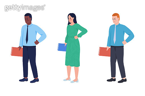Strict teachers semi flat color vector characters set (1361759864) - 게티 ...