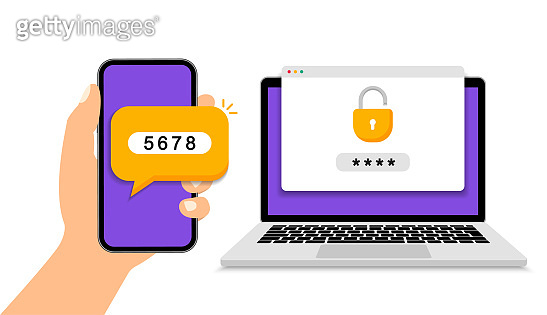Two steps authentication. Verification code message on smartphone ...