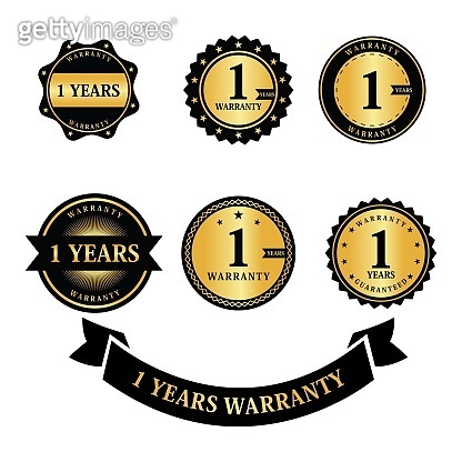 Warranty 1 year label gold and black style icon vector (1324739697 ...